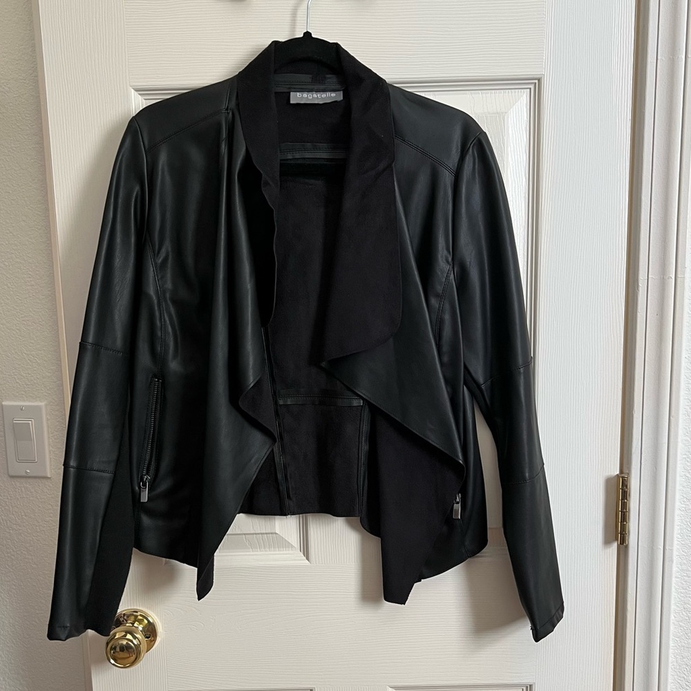 Faux Draped Leather Jacket